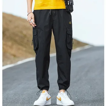 Повседневные летние мужские свободные брюки-карго с прямой трубкой и девятью точками, Корейские модные универсальные спортивные штаны, мужские джоггеры в стиле хип-хоп  5