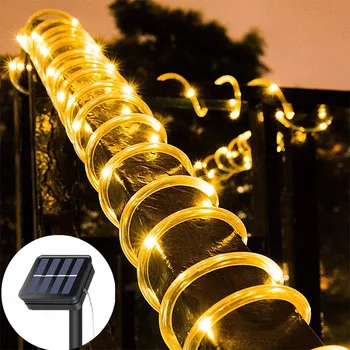 22M Solar Rope Strip Light Outdoor 200LED IP65 Водонепроницаемая Трубка Fairy String Garland Для Сада Рождественское Свадебное Украшение  5
