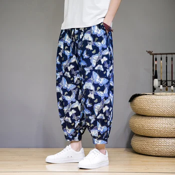Винтажные мужские мешковатые брюки с принтом в стиле харадзюку, мужские брюки, повседневные широкие брюки длиной до щиколоток, спортивные брюки большого размера 5XL  5