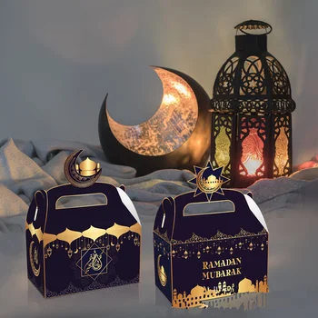 Черная Коробка Конфет Eid Mubarak Moon Star Muslim Ramadan Kareem Deco Бумажные Коробки Eid Al-Fitr Чашки тарелки бумажные полотенца Вечерние Принадлежности  5