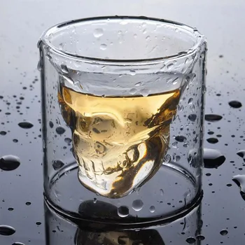 Двухслойное прозрачное оформление винного бокала в виде черепа  5