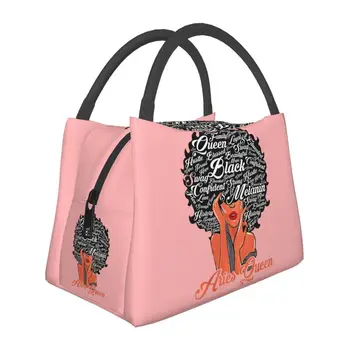 Утепленная сумка для ланча African Queen для женщин и чернокожих девушек, портативный кулер, термобокс для бенто в школе, на работе, для пикника на природе  5
