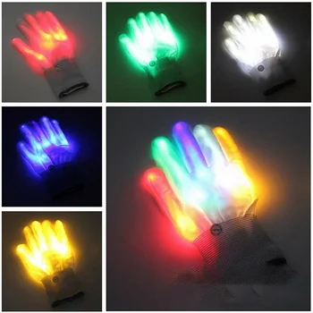 2шт светодиодные светящиеся красочные мигающие перчатки неоновые огни светящиеся огни атмосферы дня рождения концерта сценический реквизит флуоресцентный танец  5