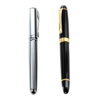 Перьевая ручка Jinhao 1шт 450 Черный с золотым широким пером и перьевая ручка X750 Classic Silver Ct, гладкая ручка для письма  0