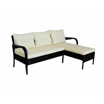 комплекты из 2 предметов для разговора, плетеный Ротанговый секционный диван с подушками сидений (бежевая подушка)  5