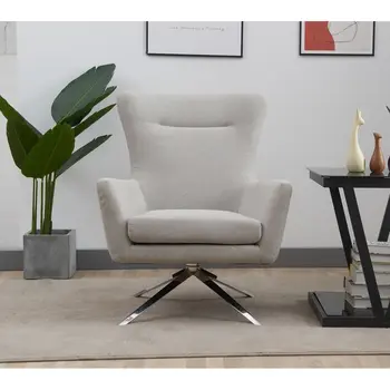 Одноместный диван-кресло из льняной ткани Горячая распродажа, высококачественное современное вращающееся кресло для отдыха  4