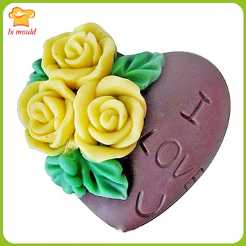Розовое Сердце Плесень Цветочная Подушка Глубокий 3D Торт Глазурь Помадка Шоколад Мыло Свеча  5