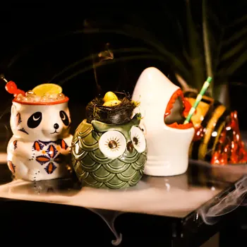 Креативная керамическая чашка Hawaii Tiki, персонализированная барная чашка для коктейлей с животными, чашка для вина с милым медведем  5