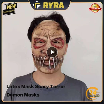 Латексная маска, страшные маски демонов ужасов, Жесткая маска ужасов на Хэллоуин, реквизит для косплея, реквизит для вечеринок, Ужасная маска на Хэллоуин  5