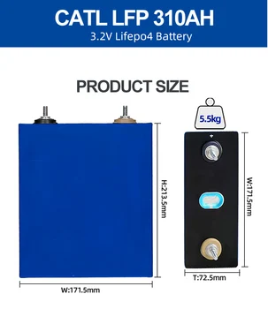 CATL 310AH LiFePO4 Аккумулятор 12V Литий-Призматический Фосфатный LiPo аккумулятор для Хранения Солнечной Энергии не EVE или Lishen 272AH  1