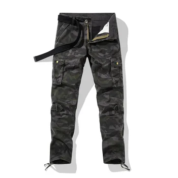 Камуфляжные брюки-карго, мужские военные тактические брюки, повседневные прямые комбинезоны с несколькими карманами, мужские хлопковые длинные брюки, четырехсезонные  5