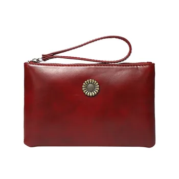 Модный кошелек с зажимом, винтажная длинная сумка из воловьей кожи, женская мини-сумка для телефона, женская сумка и кошелек, пляжная сумка  5