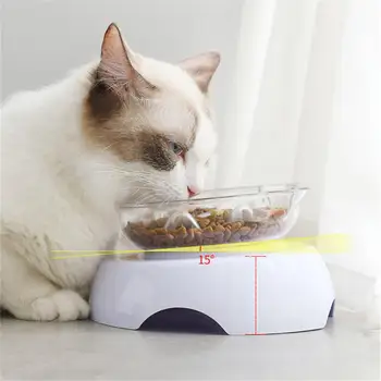 Кормушка для домашних кошек, миска для медленного поедания с наклоном 15 градусов, Съемная Миска для питья домашних животных, поилка для кошек, поилка для защиты позвоночника  5