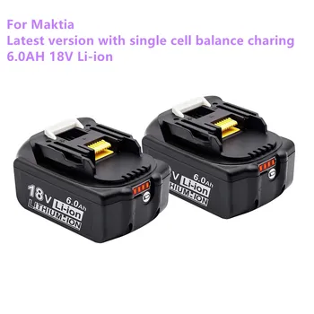 100% Оригинальная Аккумуляторная Батарея Электроинструментов Makita 18V 6000mAh со Светодиодной Литий-ионной Заменой LXT BL1860B BL1860 BL1850 BL 1830  3