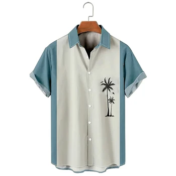 Новая мужская Гавайская рубашка С лацканами, Модный Свободный Дышащий Топ С Короткими рукавами, Летняя Винтажная Рубашка Для Мужчин, 3d Повседневные Пляжные Рубашки  5