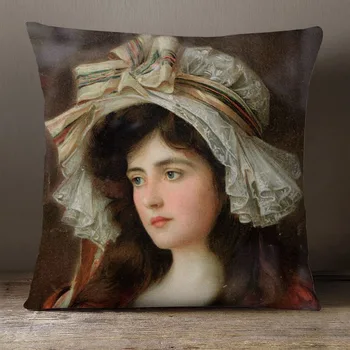 Чехол для подушки с портретом европейской леди, картина маслом 45x45 см, декоративные подушки для гостиной, диван  5