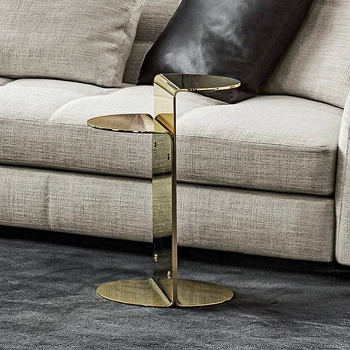 Итальянский дизайнерский минималистичный Тонкий журнальный столик, современный роскошный золотой столик из нержавеющей стали  4