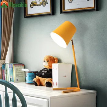 Светодиодная настольная лампа E27 Детская лампа для защиты глаз Настольная лампа для спальни Прикроватные светильники Складная лампа для чтения Macaron Освещение лампы  10