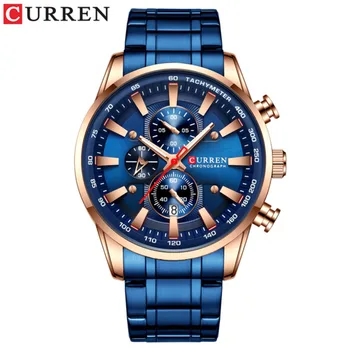 Новые мужские часы от топового люксового бренда CURREN Мужские кварцевые часы Спортивные водонепроницаемые наручные часы с хронографом Дата  5