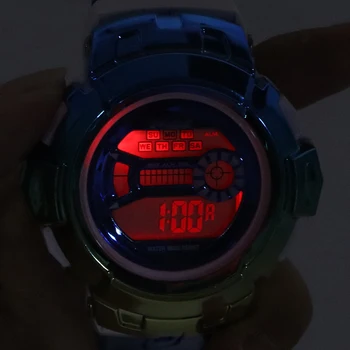 Модные цифровые часы Портативные водонепроницаемые спортивные Детские часы с подсветкой  5