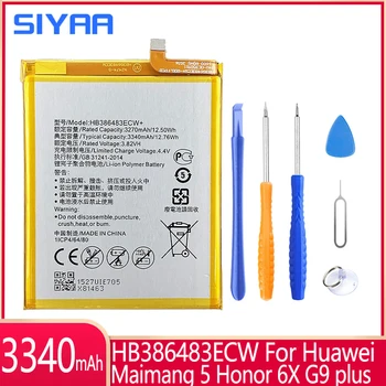 SIYAA HB386483ECW + Аккумулятор мобильного Телефона Для Huawei Maimang 5 Honor 6X G9 plus GR5 2017 MLA-AL00/AL10 3340mAh Bateria + Бесплатные Инструменты  5