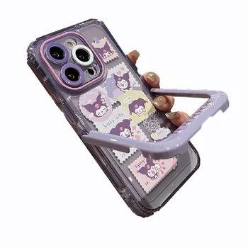 Прозрачная подставка для мобильного телефона со складным скрытым кронштейном, защитный чехол для Apple розового цвета  5
