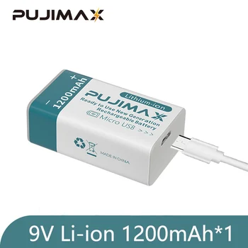 PUJIMAX 1шт Литий-ионная аккумуляторная батарея емкостью 9 В 1200 мАч, аккумуляторы Micro USB для мультиметра, игрушечный пульт дистанционного управления, массажер  0