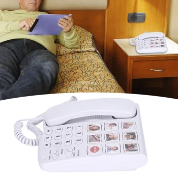Телефон с большой кнопкой LD‑858HF с усиленной фотопамятью, проводной стационарный телефон для пожилых людей, пожилых людей  5