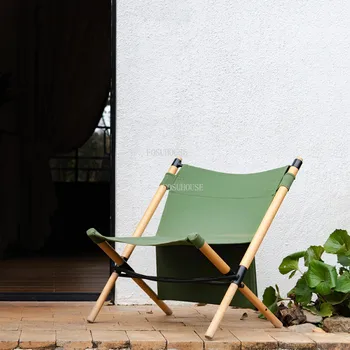 Уличные пляжные стулья со спинкой из цельного дерева, переносное кресло для пикника, кресло для кемпинга, кресло для отдыха на балконе, широкий льняной складной стул  5
