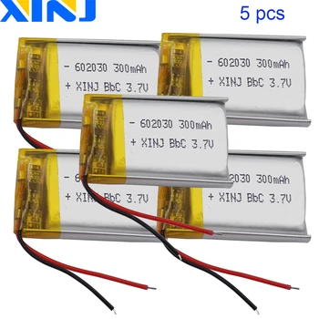 XINJ 5pcs 3.7V 300mAh Литий-Полимерная Литиевая Аккумуляторная Батарея Lipo Ions Cell 602030 Для DIY GPS MP4 Наушники Bluetooth Динамик  0