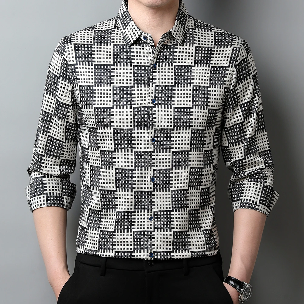 2022 брендовые дизайнерские клетчатые мужские рубашки для мужской одежды корейская модная рубашка с длинным рукавом роскошное платье повседневная одежда джерси 4211