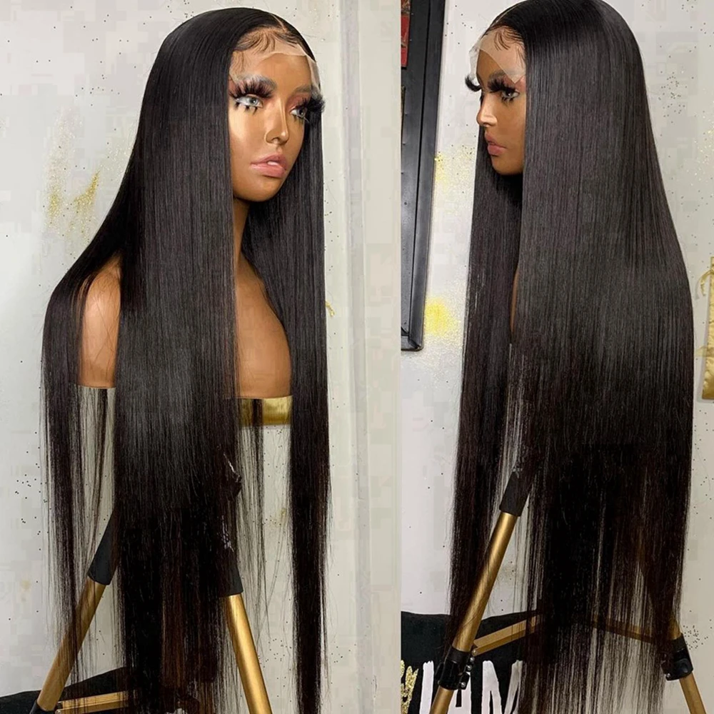 30-дюймовые парики из человеческих волос на кружеве с прозрачной кружевной застежкой Бразильские прямые волосы для чернокожих женщин 5x5 Парик с кружевной застежкой