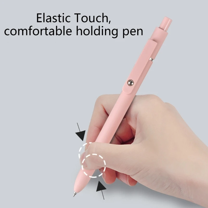 5шт Выдвижная гелевая ручка с нескользящей силиконовой рукояткой 0,42 мм, офисные письменные принадлежности многоразового использования для учащихся, учителей, школ