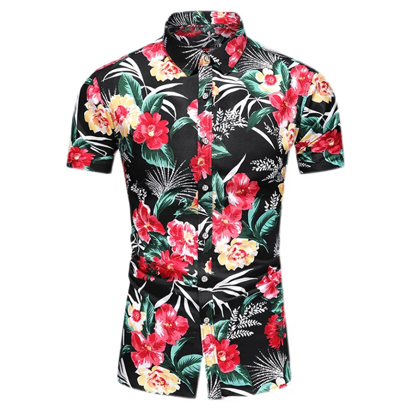 LIFENWENNA Рубашка с цветочным рисунком Мужская Летняя мода Гавайские рубашки с коротким рукавом Повседневная Плюс Размер 5XL 6XL 7XL Мужская блузка для пляжного отдыха