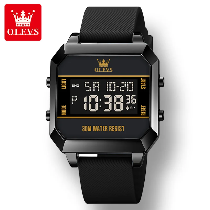 OLEVS 1103 Модные водонепроницаемые мужские наручные часы цифрового качества, многофункциональные часы с силиконовым ремешком для мужчин, календарь, светящийся