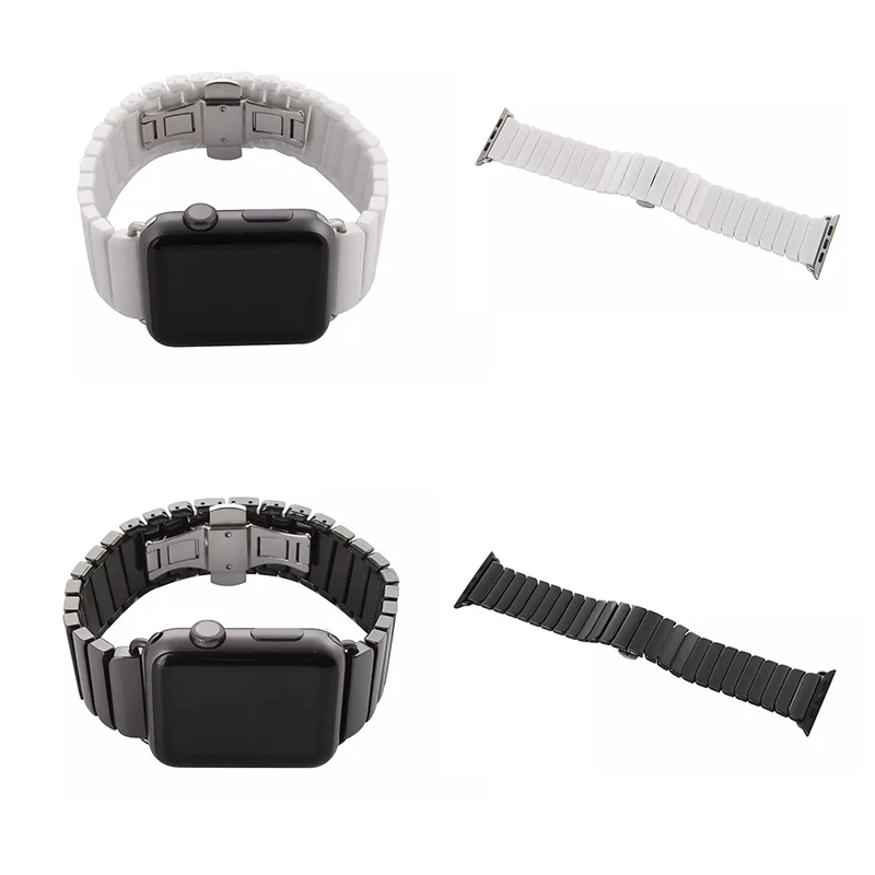 URVOI link браслет для apple watch ultra 8 7 6 SE 5 4-полосный космический керамический ремешок для iWatch 40 41 44 45 мм цвет белый черный