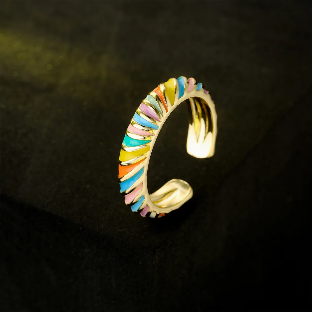 V & YIDOU Модное капельное открытое кольцо для женщин из меди с настоящим золотым покрытием R840