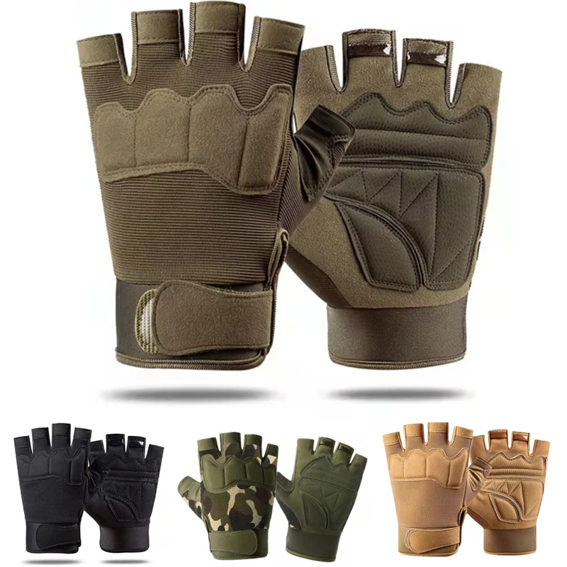 Военные Армейские перчатки для стрельбы без пальцев, мужские тактические перчатки с полупальцами, противоскользящие перчатки для занятий спортом на открытом воздухе, езды на велосипеде, фитнеса