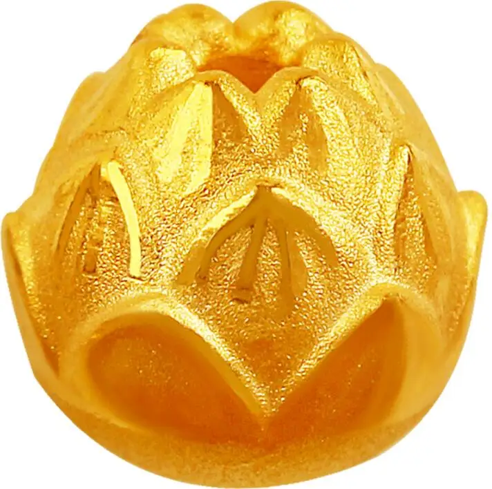 Горячая Распродажа Бусины Из Желтого Золота 999 24K 6 мм 3D Золотой Лотос Свободные Бусины 1шт