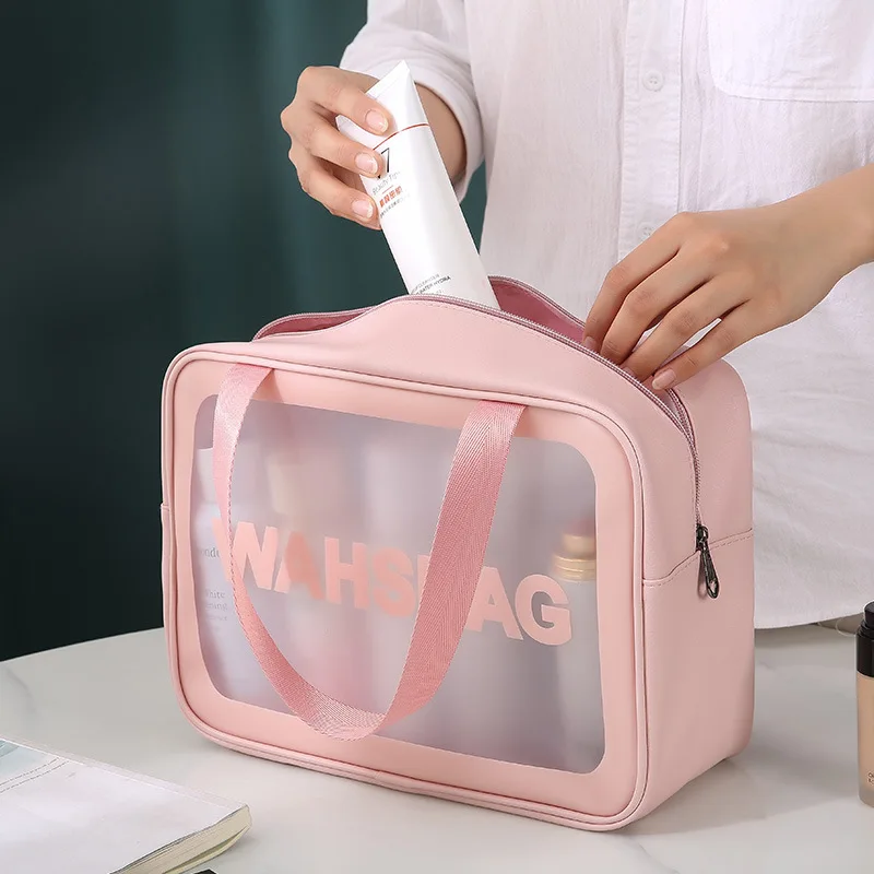 Женская портативная дорожная сумка для мытья, женская Прозрачная Водонепроницаемая сумка для хранения косметики, косметический органайзер Большой емкости, косметичка