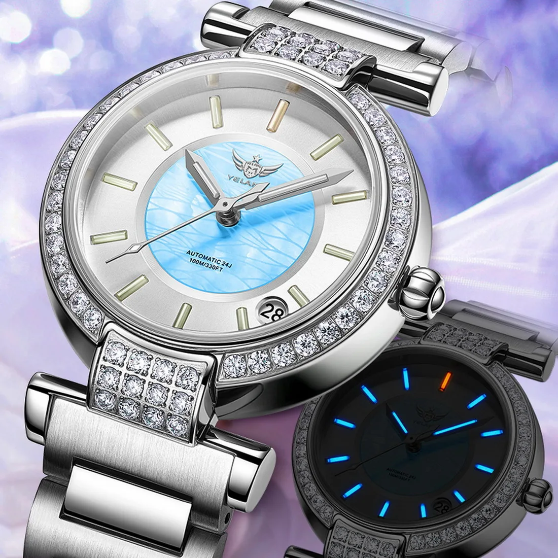 Женские автоматические часы Yelang 36 мм, роскошные женские механические наручные часы, люминесцентный 10ATM, водонепроницаемый сапфировый циферблат MOP NH35