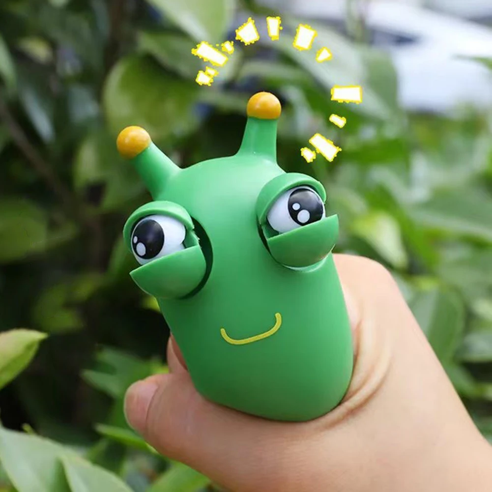 Зеленый червь с черными глазами Декомпрессионные игрушки Моющиеся Игрушки-антистрессы Портативные игрушки для упражнений для пальцев Многоцелевые для детских подарков на вечеринку