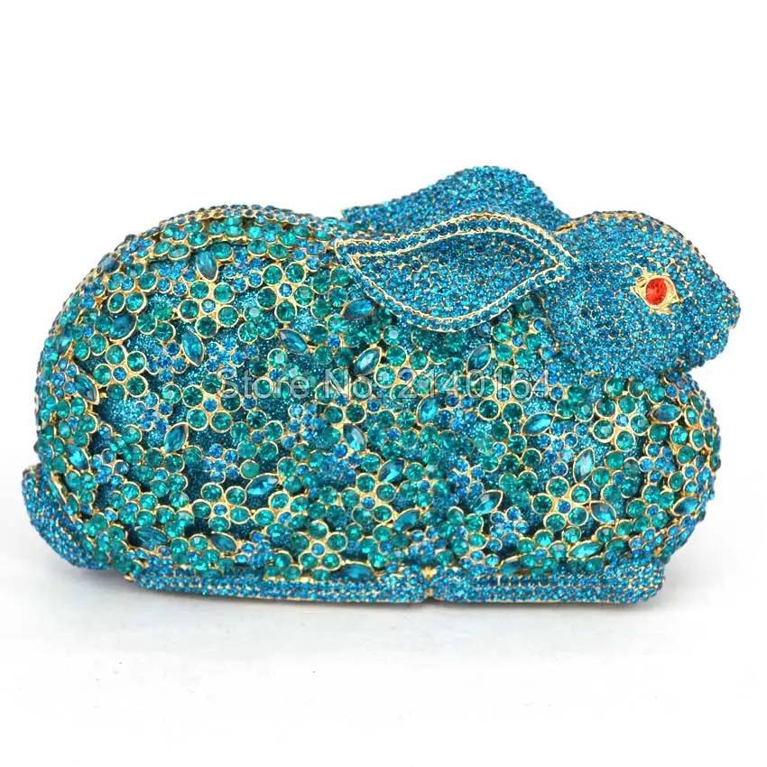 Изысканные кристаллы rabbit Mix в 3D-форме blue Bunny clutch - сумочка для коктейля, вечерняя открытая вечерняя сумочка-кошелек Q25