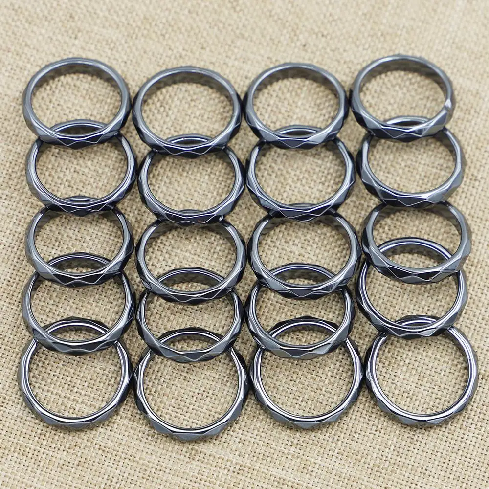 Кольцо из гематита с черным желчным камнем 4 мм, с неправильной изогнутой поверхностью, указывающее на мужскую и женскую моду, универсальные ювелирные изделия оптом, 20 штук
