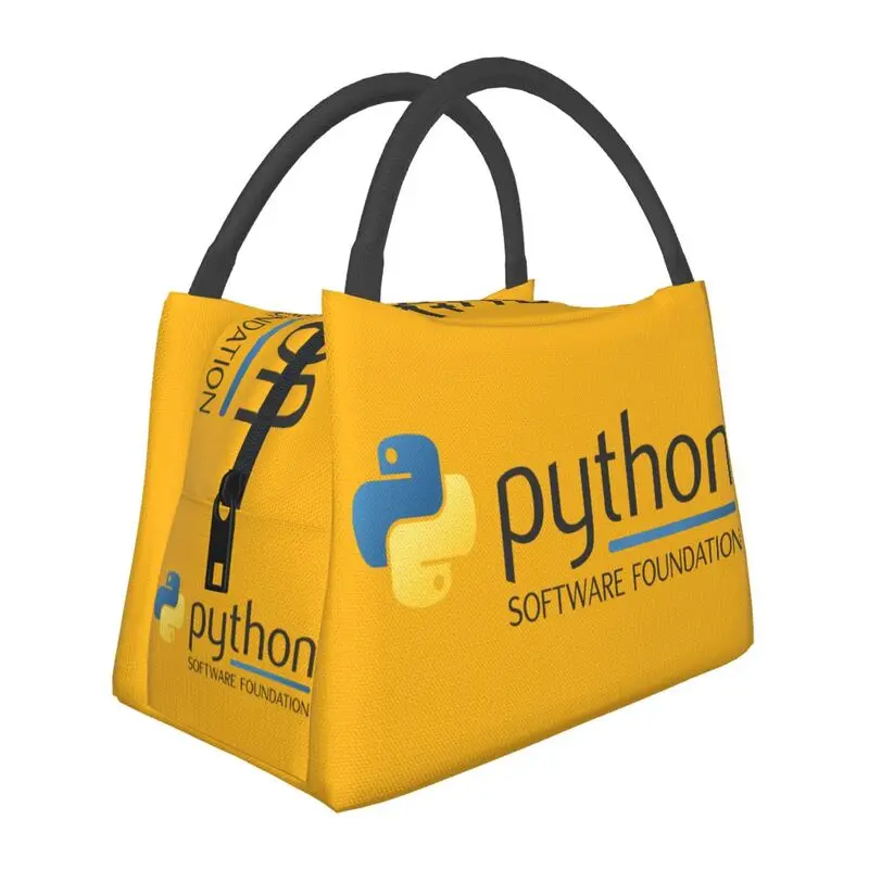 Логотип для программирования на Python Сменные ланч-боксы Разработчик термоохладителя Сумка для ланча с изоляцией для пищевых продуктов Больничный Офисный контейнер Pinic