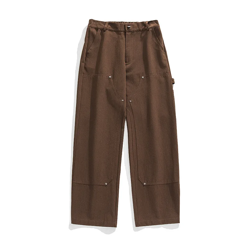 Мужские повседневные брюки-карго, брюки из 100% хлопка, свободные Корейские брюки, винтажная уличная одежда, весна, осень, 2023