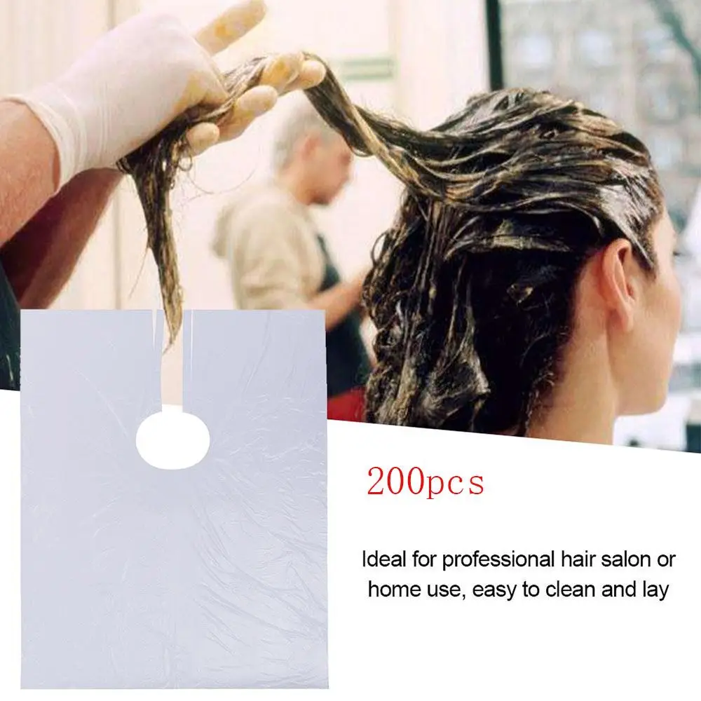 Оптовая продажа 200шт одноразовых инструментов для окрашивания волос, Небольшой Водонепроницаемый пластиковый салон для волос, Универсальная Парикмахерская Повязка на шею