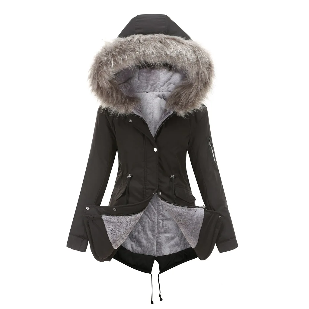 Пальто-парка Ouma, хлопковое пальто средней длины с капюшоном, теплое зимнее Плюс флисовое пальто Плюс одежда с хлопковой подкладкой 2023