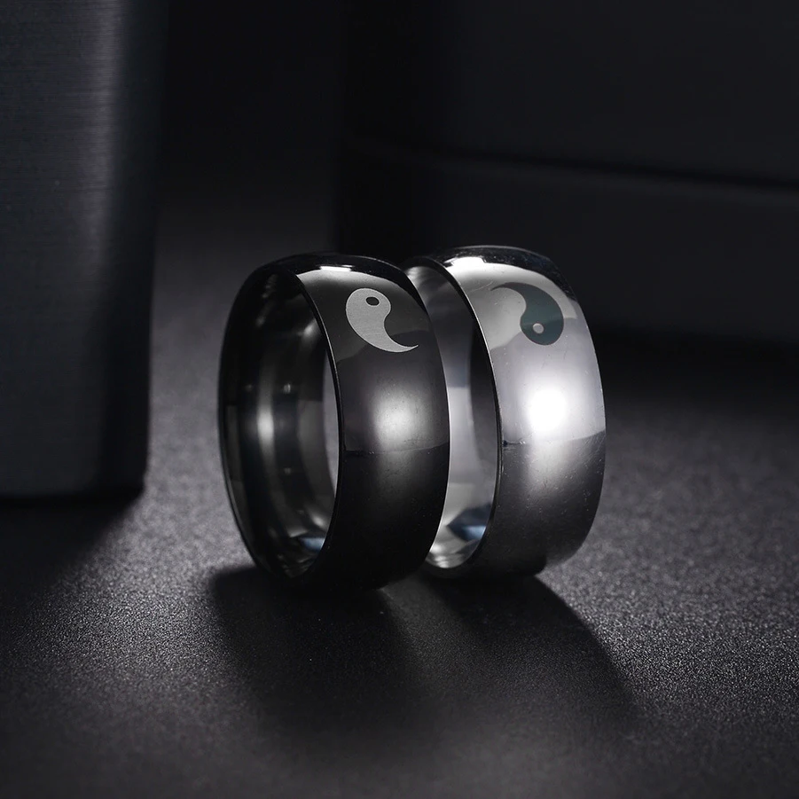 Простые кольца для пары из титана Инь Ян Тай-Чи из нержавеющей стали Для мужчин и женщин, обручальное кольцо, ювелирные изделия, подарки, прямая доставка