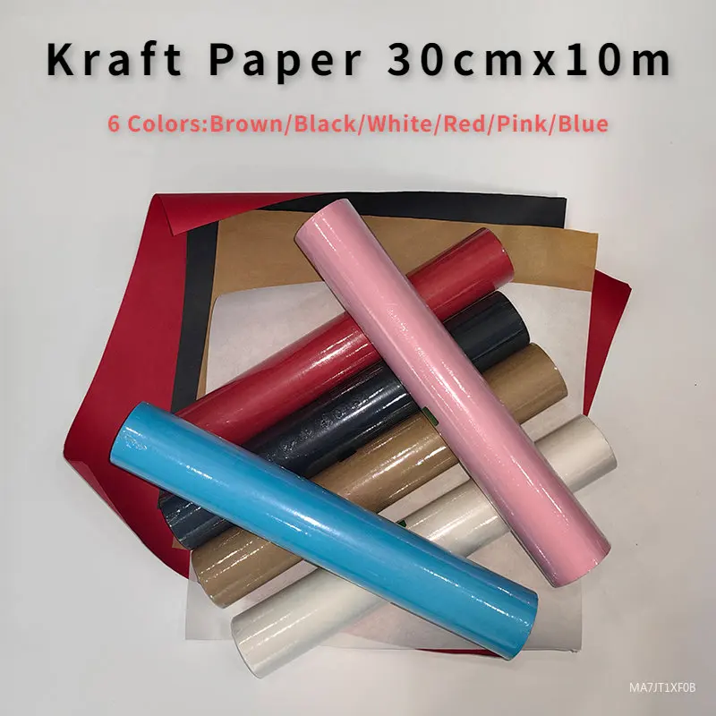Рулон Крафт-оберточной бумаги 30 см * 10 м Переработанная Крафт-бумага для упаковки подарков, почтовых отправлений, настенных досок объявлений, художественных поделок